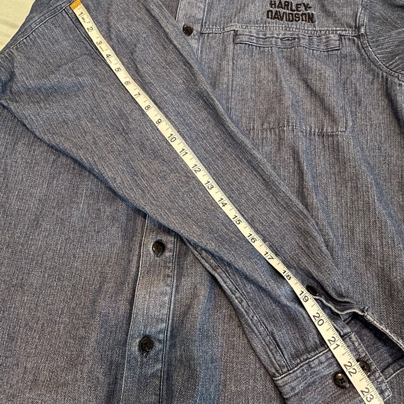 VTG ‘04 Harley Davidson Mens XL Blue Button Up Long Sleeve Denim Embroidered. - Picture 6 of 16